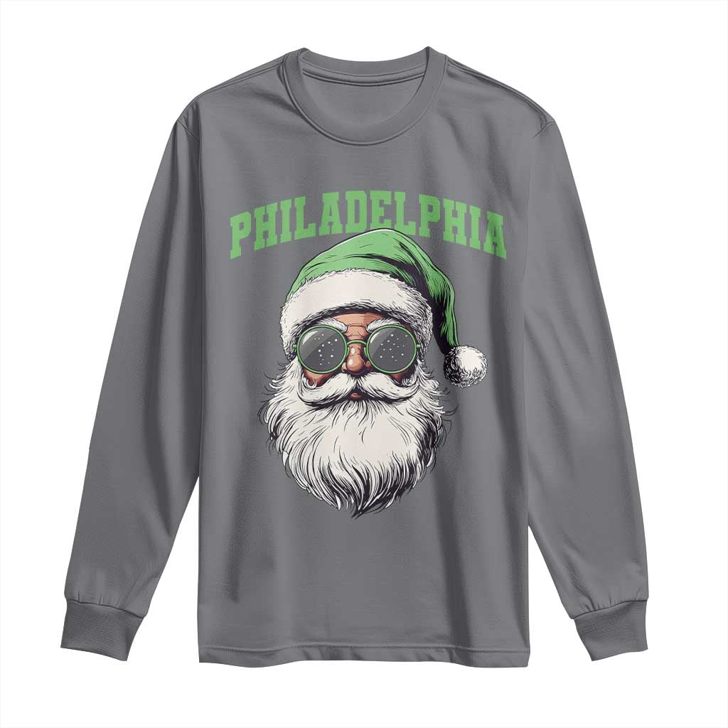 Christmas PFE Long Sleeve Shirt Vintage Santa Claus Face Game Day TS10 Charcoal Print Your Wear