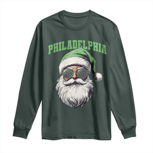Christmas PFE Long Sleeve Shirt Vintage Santa Claus Face Game Day TS10 Dark Forest Green Print Your Wear