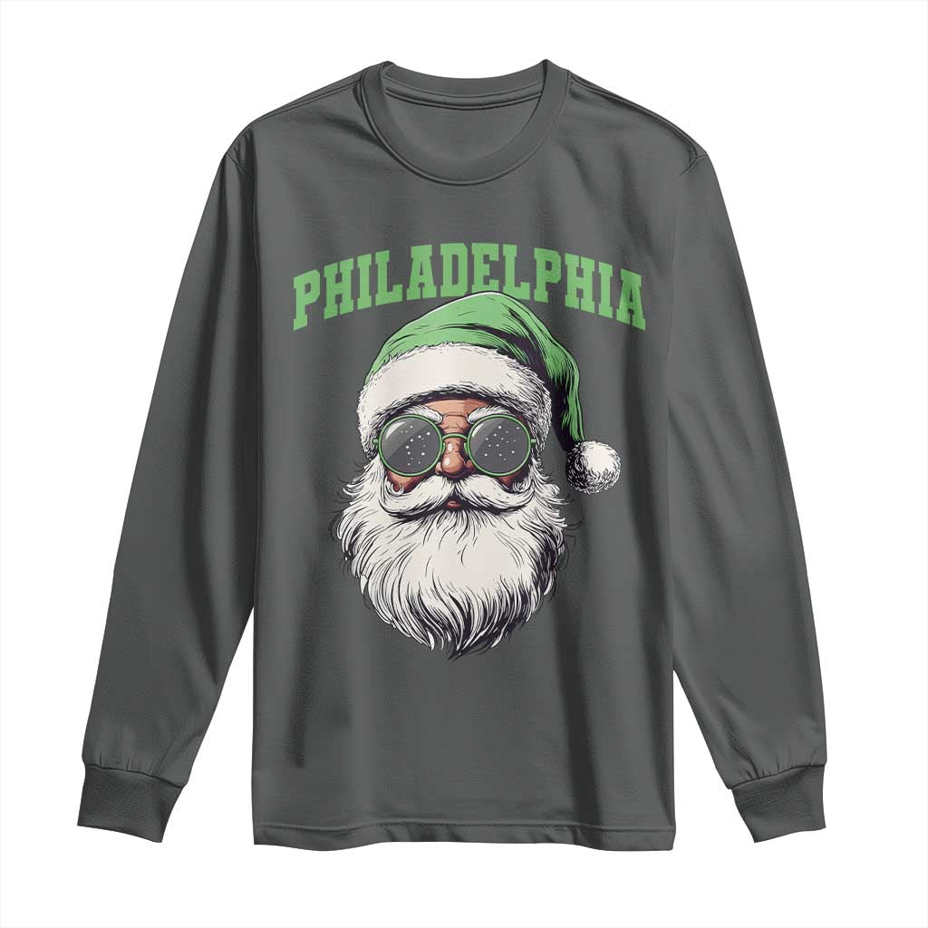 Christmas PFE Long Sleeve Shirt Vintage Santa Claus Face Game Day TS10 Dark Heather Print Your Wear