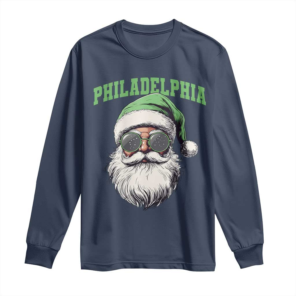 Christmas PFE Long Sleeve Shirt Vintage Santa Claus Face Game Day TS10 Navy Print Your Wear
