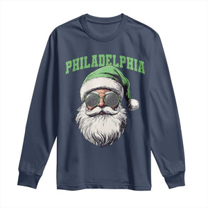 Christmas PFE Long Sleeve Shirt Vintage Santa Claus Face Game Day TS10 Navy Print Your Wear