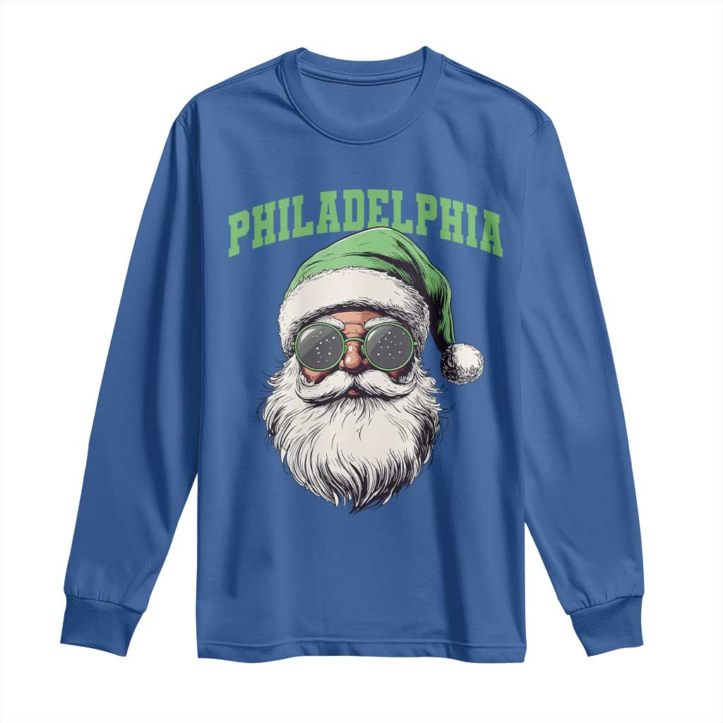 Christmas PFE Long Sleeve Shirt Vintage Santa Claus Face Game Day TS10 Royal Blue Print Your Wear