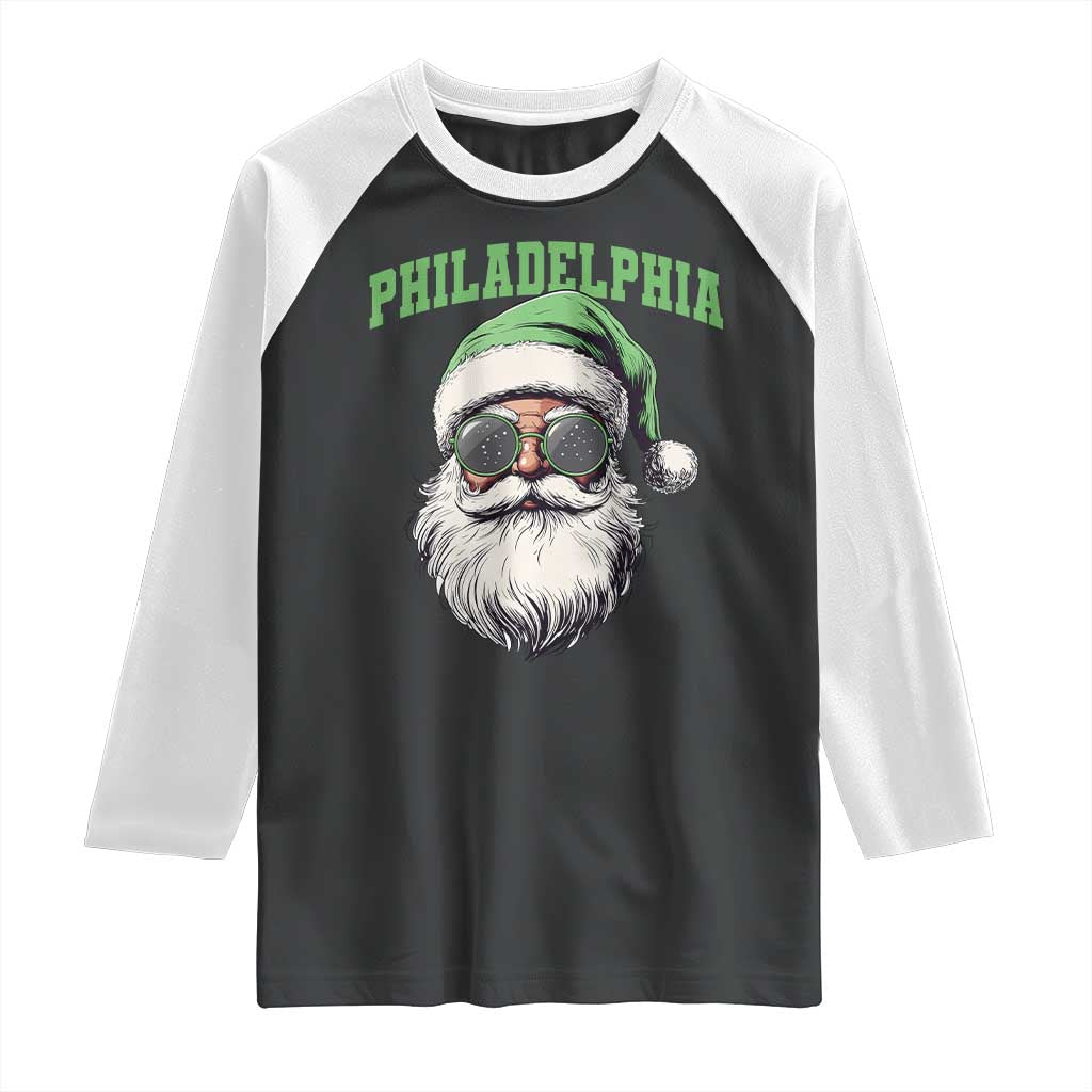 Christmas PFE Raglan Shirt Vintage Santa Claus Face Game Day TS10 Black White Print Your Wear