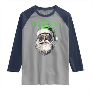 Christmas PFE Raglan Shirt Vintage Santa Claus Face Game Day TS10 Sport Gray Navy Print Your Wear