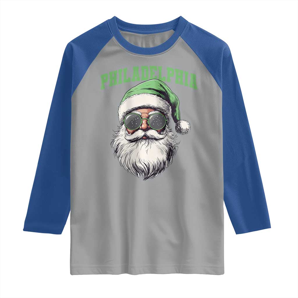 Christmas PFE Raglan Shirt Vintage Santa Claus Face Game Day TS10 Sport Gray Royal Print Your Wear