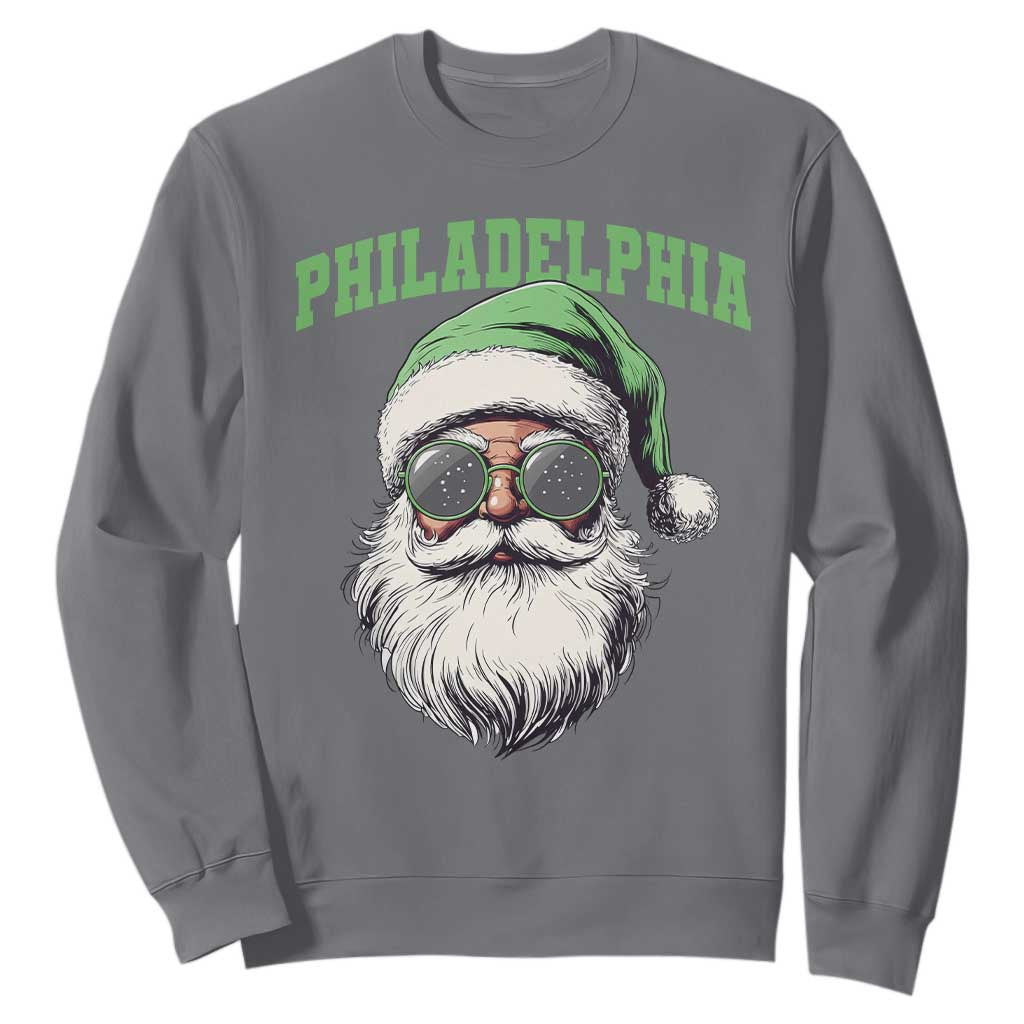Christmas Philadelphia Fan Sweatshirt Vintage Santa Claus Face Game Day TS10 Charcoal Print Your Wear