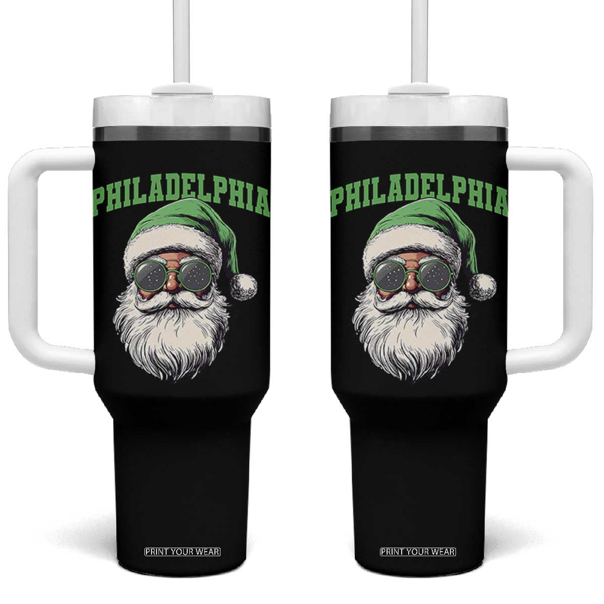 Christmas PFE Tumbler With Handle Vintage Santa Claus Face Game Day TS10 One Size: 40 oz Black Print Your Wear