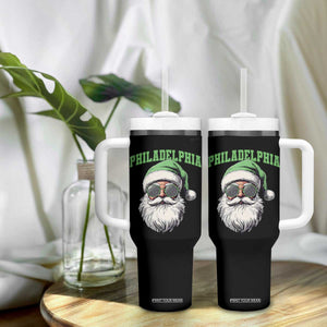 Christmas PFE Tumbler With Handle Vintage Santa Claus Face Game Day TS10 Print Your Wear
