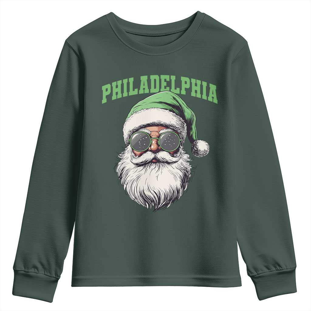Christmas PFE Youth Sweatshirt Vintage Santa Claus Face Game Day TS10 Dark Forest Green Print Your Wear