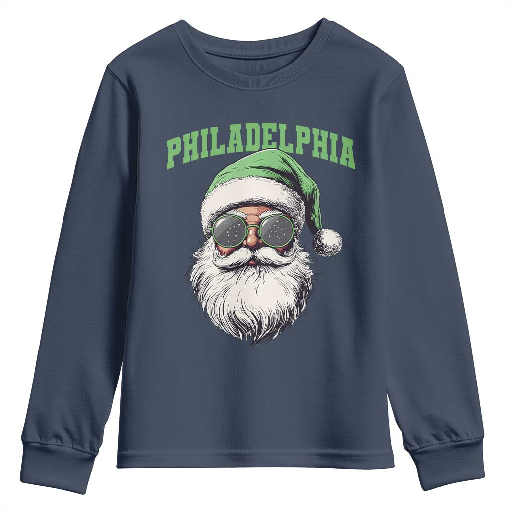 Christmas PFE Youth Sweatshirt Vintage Santa Claus Face Game Day TS10 Navy Print Your Wear