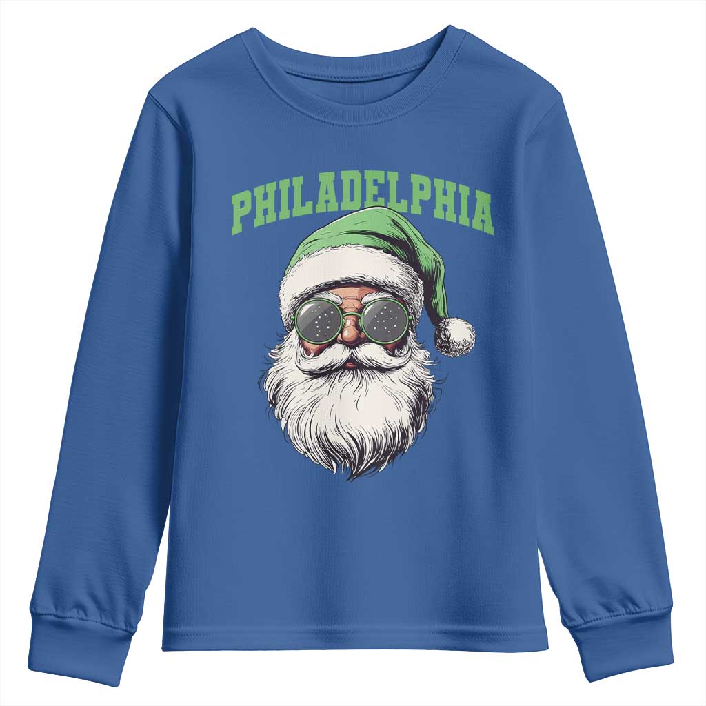 Christmas PFE Youth Sweatshirt Vintage Santa Claus Face Game Day TS10 Royal Blue Print Your Wear