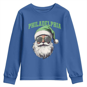 Christmas PFE Youth Sweatshirt Vintage Santa Claus Face Game Day TS10 Royal Blue Print Your Wear