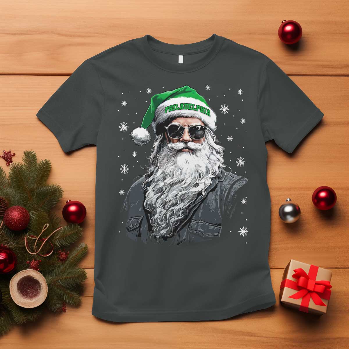 Vintage Christmas PFE T Shirt Retro Santa Game Day TS10 Dark Heather Print Your Wear
