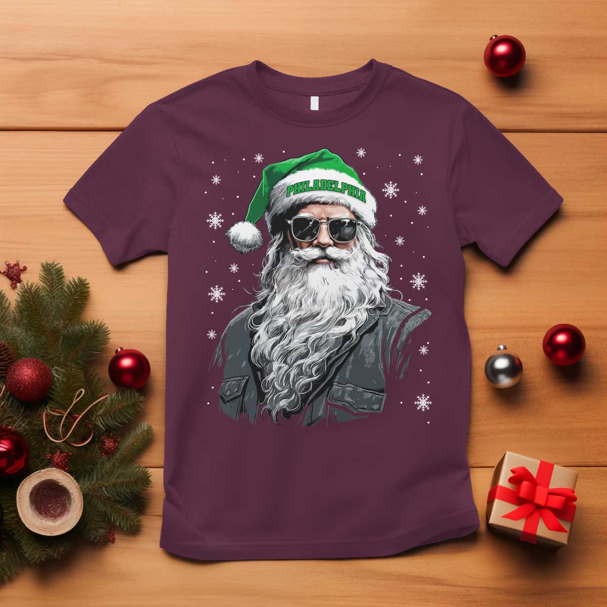 Vintage Christmas PFE T Shirt Retro Santa Game Day TS10 Maroon Print Your Wear