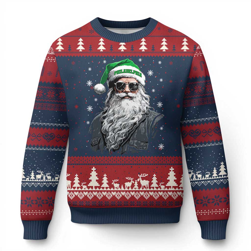 Vintage Christmas PFE Ugly Christmas Sweater Retro Santa Game Day TS10 Navy Red Print Your Wear