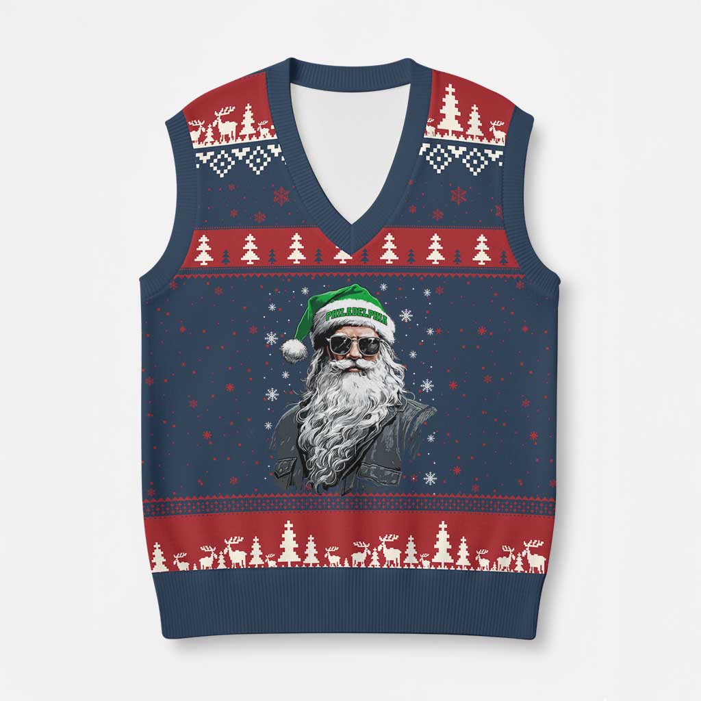 Vintage Christmas PFE V-Neck Knit Sweater Vest Retro Santa Game Day TS10 Navy Red Print Your Wear