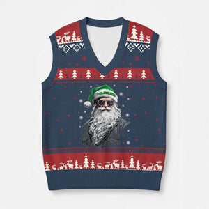 Vintage Christmas PFE V-Neck Knit Sweater Vest Retro Santa Game Day TS10 Navy Red Print Your Wear