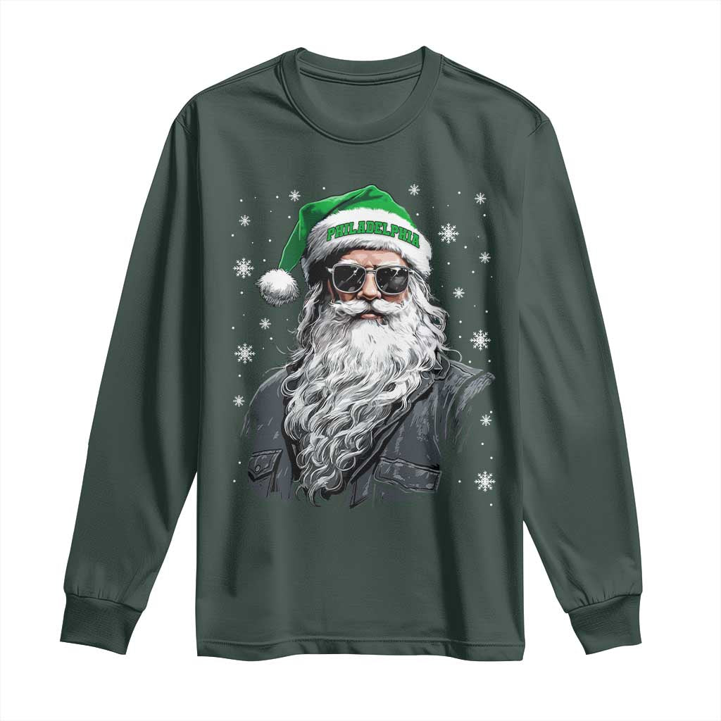 Vintage Christmas PFE Long Sleeve Shirt Retro Santa Game Day TS10 Dark Forest Green Print Your Wear
