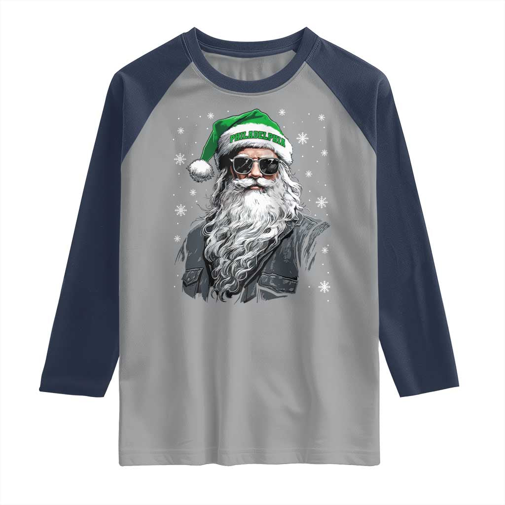 Vintage Christmas PFE Raglan Shirt Retro Santa Game Day TS10 Sport Gray Navy Print Your Wear