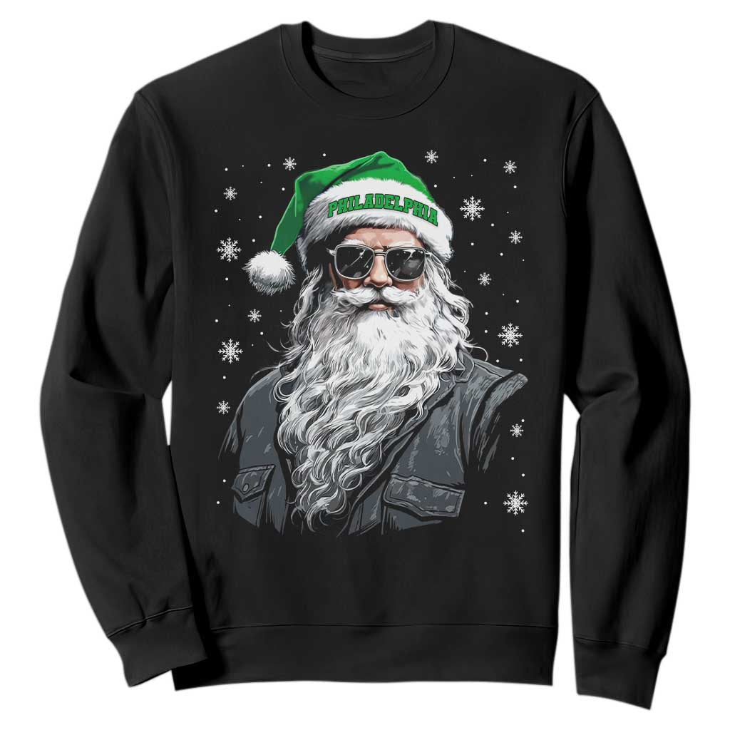 Vintage Philadelphia Football Christmas Sweatshirt Retro Santa Game Day TS10 Black Print Your Wear