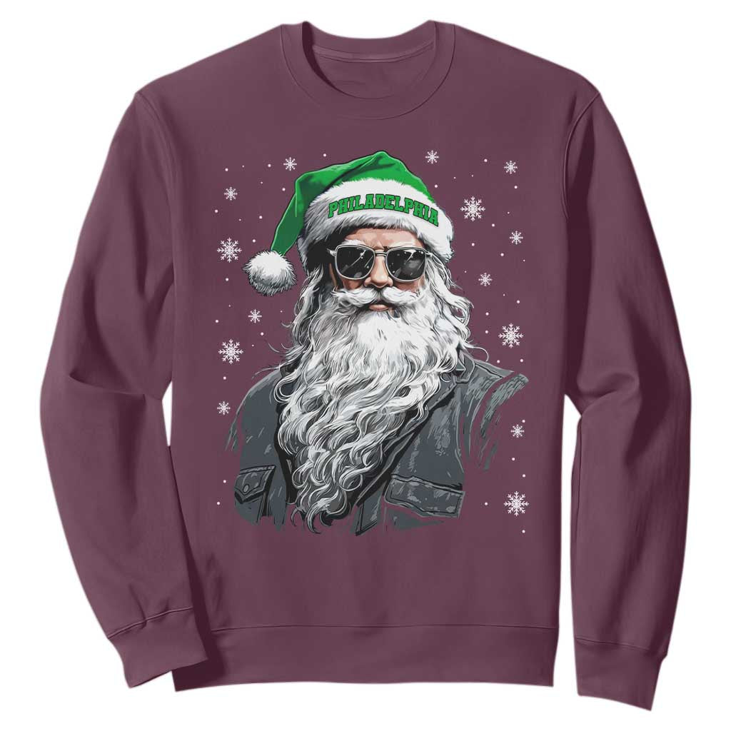 Vintage Philadelphia Football Christmas Sweatshirt Retro Santa Game Day TS10 Maroon Print Your Wear