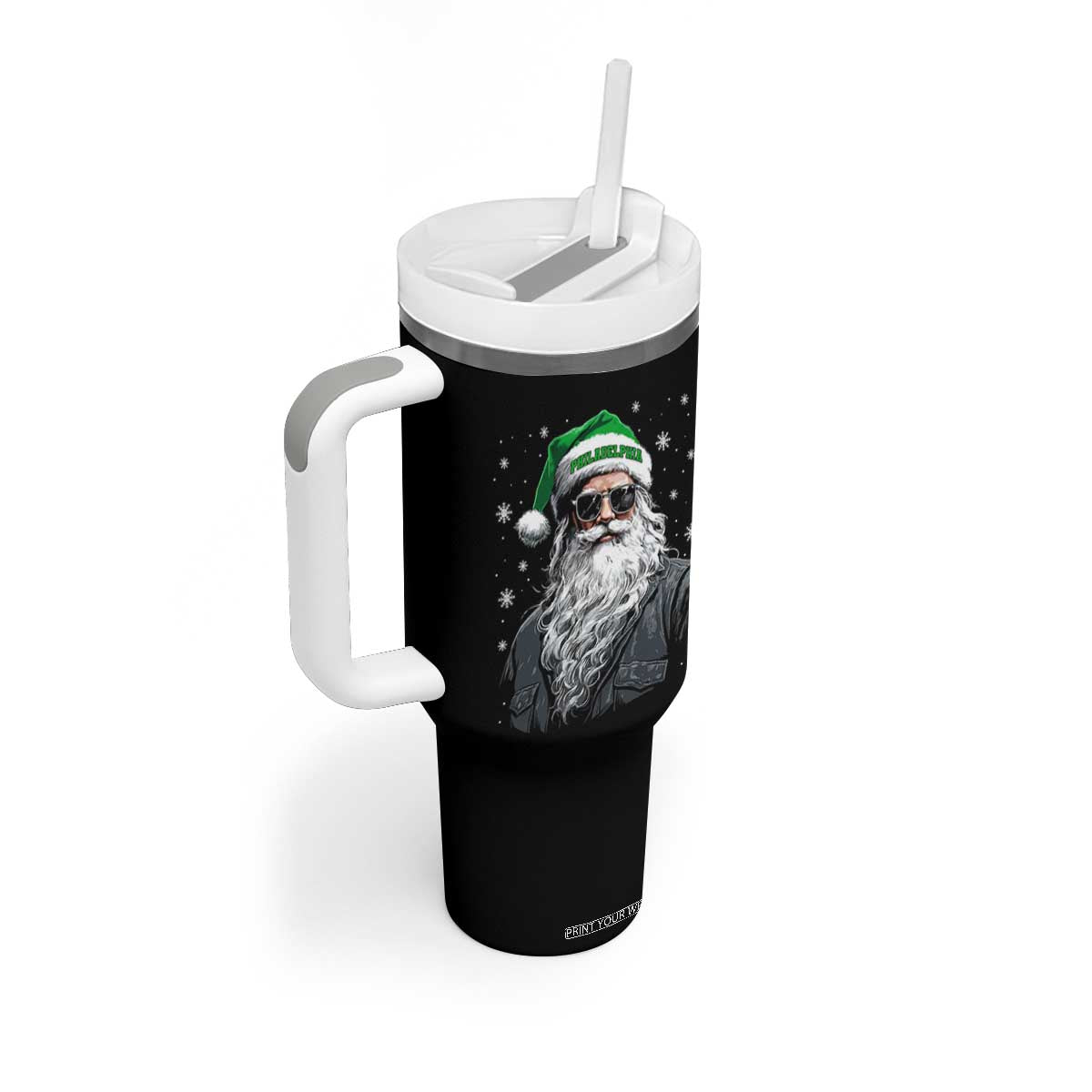 Vintage Christmas PFE Tumbler With Handle Retro Santa Game Day TS10 Print Your Wear