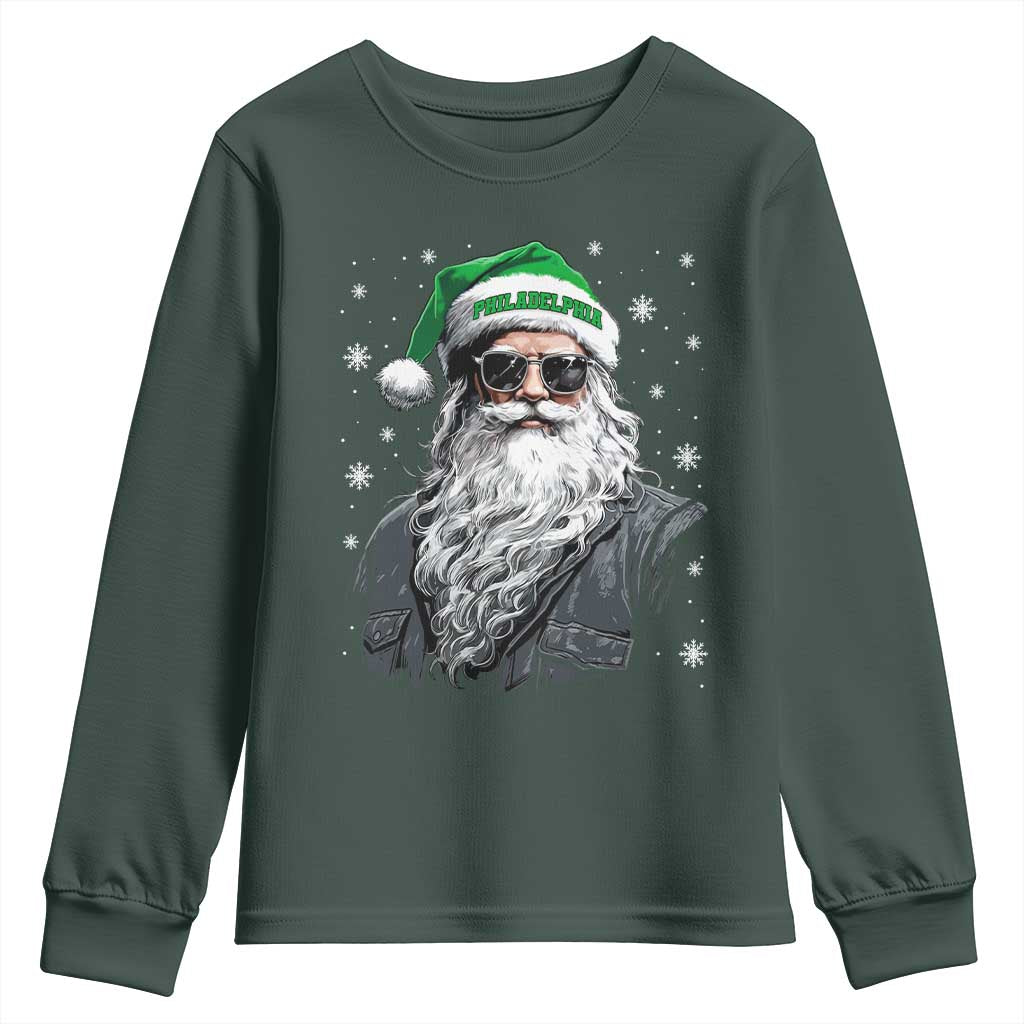 Vintage Christmas PFE Youth Sweatshirt Retro Santa Game Day TS10 Dark Forest Green Print Your Wear