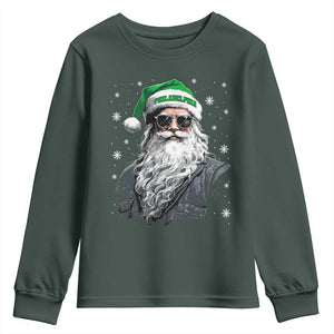 Vintage Christmas PFE Youth Sweatshirt Retro Santa Game Day TS10 Dark Forest Green Print Your Wear