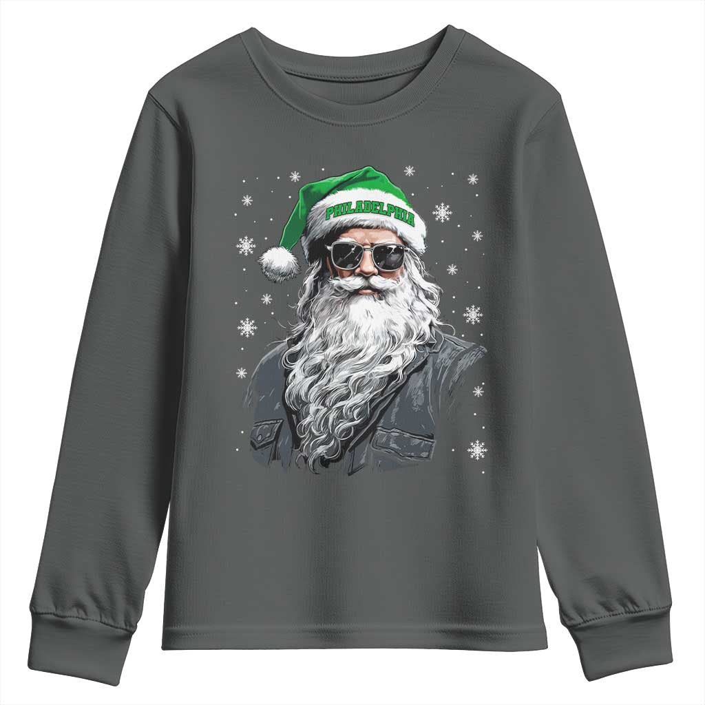 Vintage Christmas PFE Youth Sweatshirt Retro Santa Game Day TS10 Dark Heather Print Your Wear