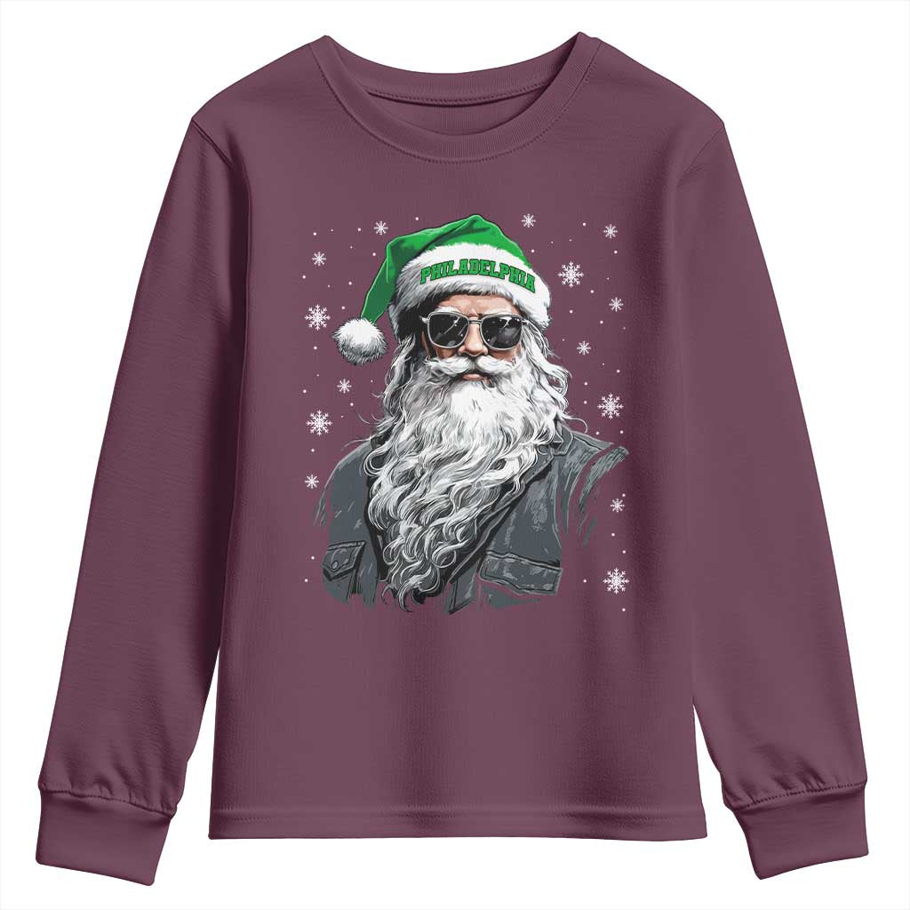 Vintage Christmas PFE Youth Sweatshirt Retro Santa Game Day TS10 Maroon Print Your Wear