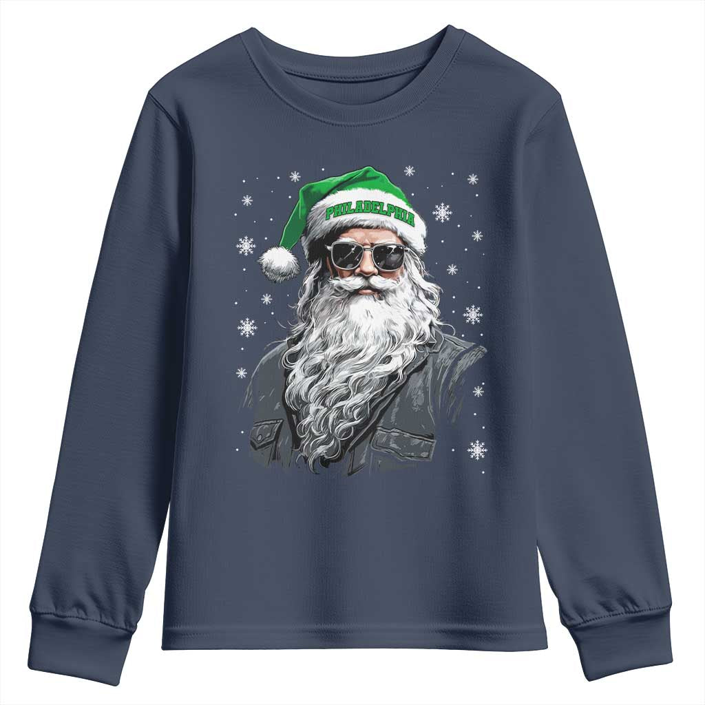 Vintage Christmas PFE Youth Sweatshirt Retro Santa Game Day TS10 Navy Print Your Wear