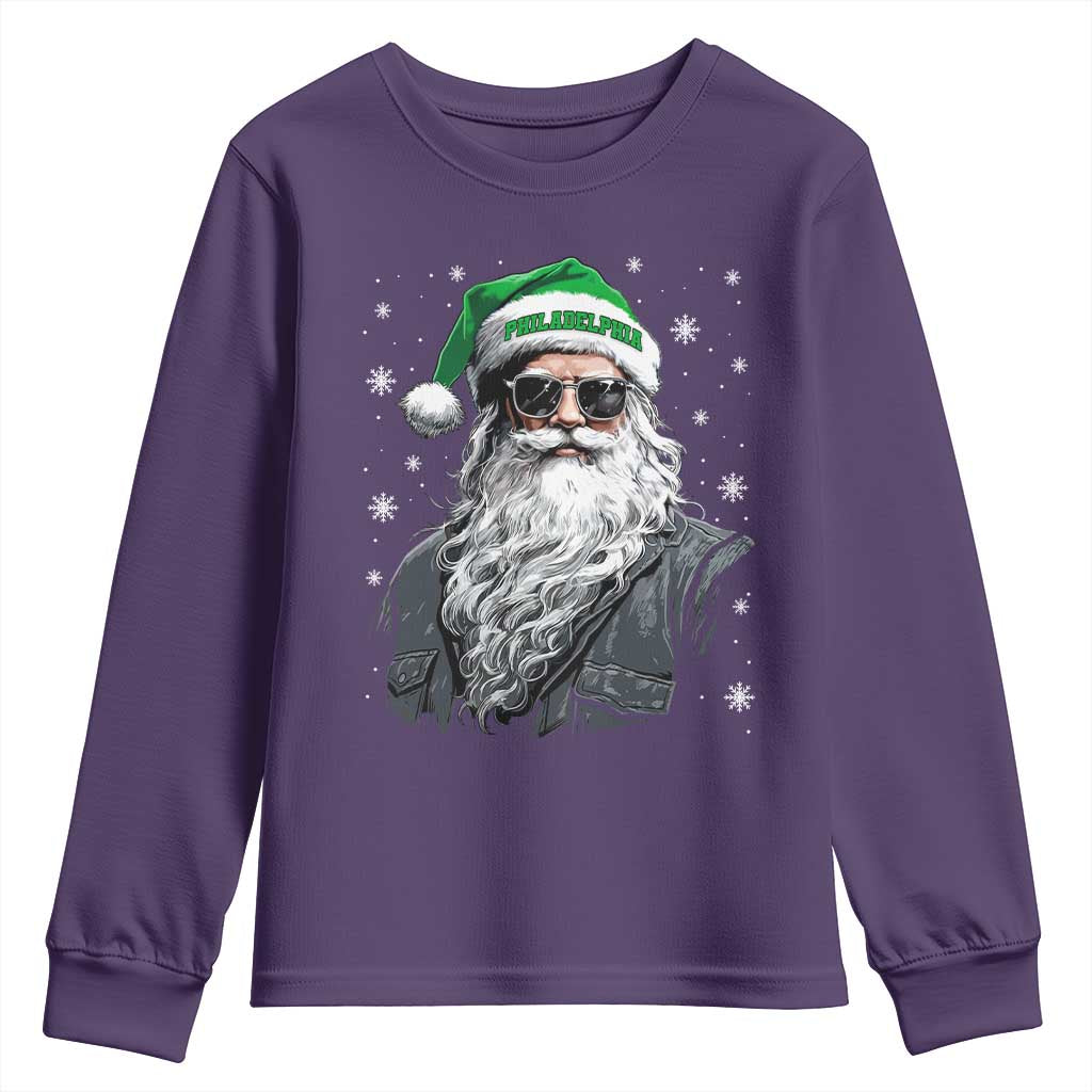 Vintage Christmas PFE Youth Sweatshirt Retro Santa Game Day TS10 Purple Print Your Wear