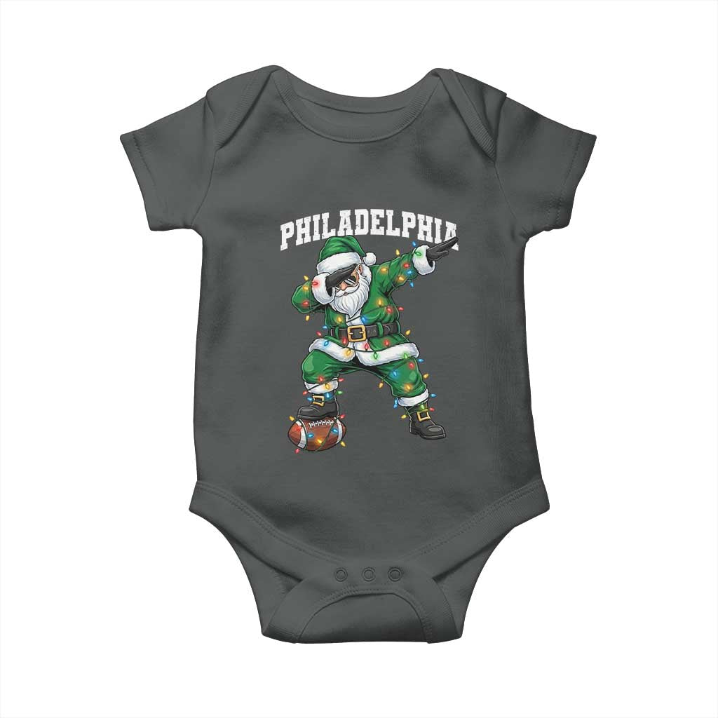 Christmas PFE Baby Onesie Funny Dabbing Santa Football Lovers Game Day TS10 Dark Heather Print Your Wear