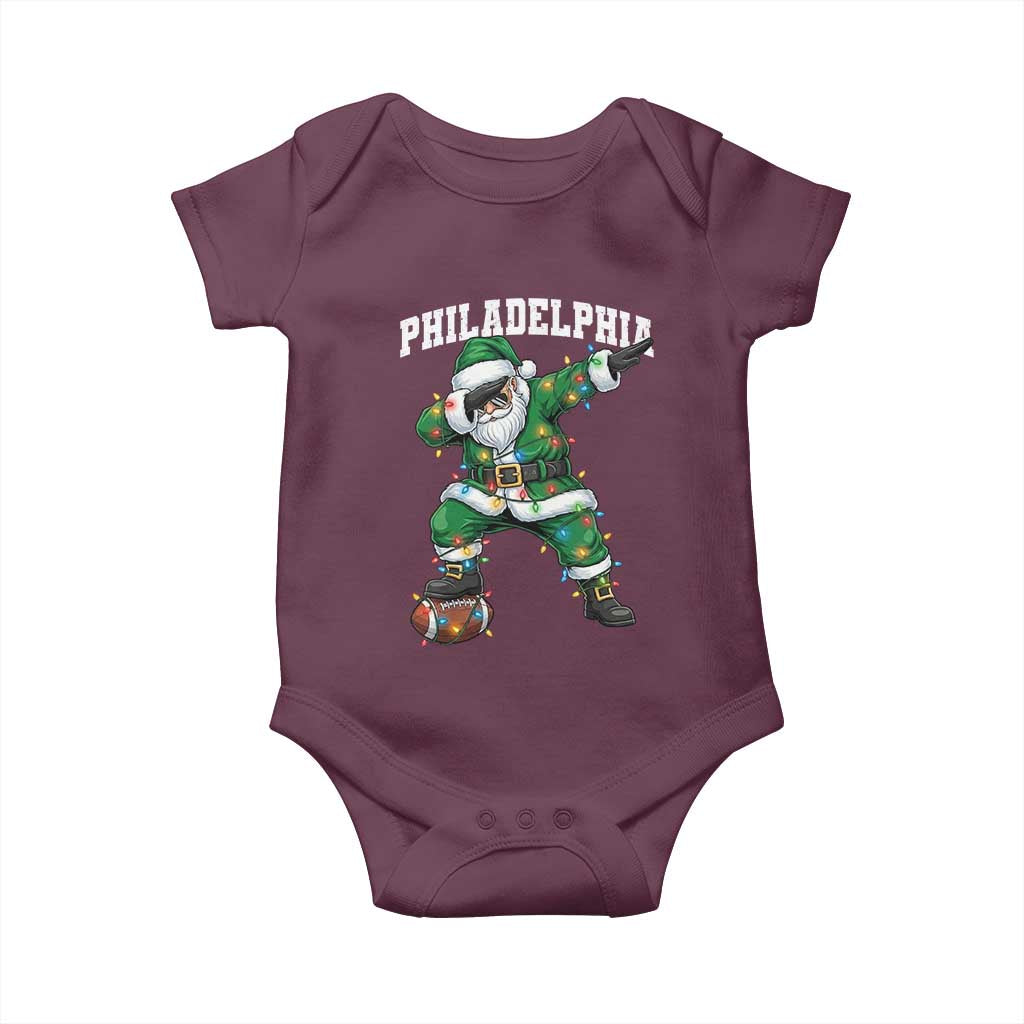 Christmas PFE Baby Onesie Funny Dabbing Santa Football Lovers Game Day TS10 Maroon Print Your Wear