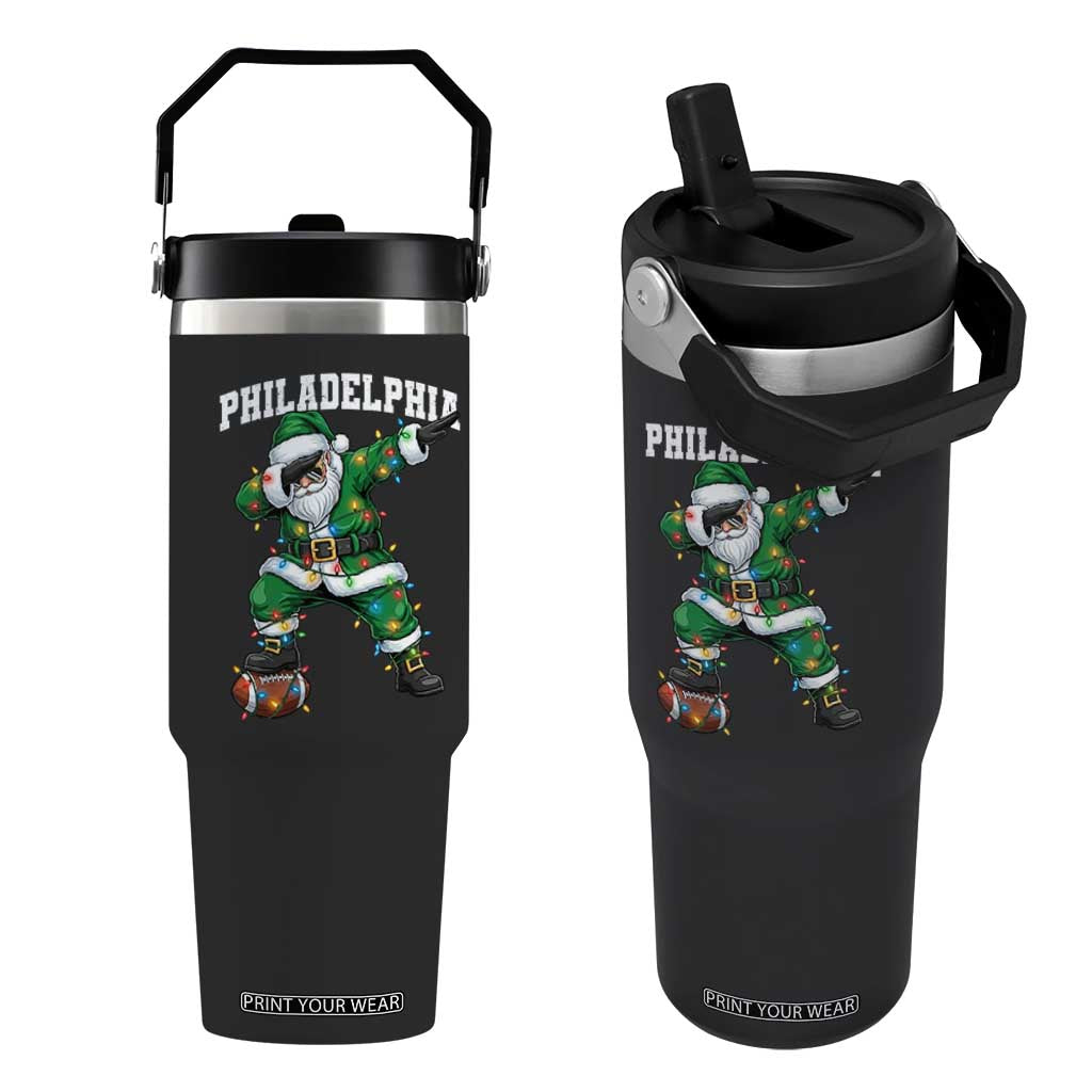 Christmas PFE Flip Straw Tumbler Funny Dabbing Santa Football Lovers Game Day TS10 One Size: 30 oz Black Print Your Wear