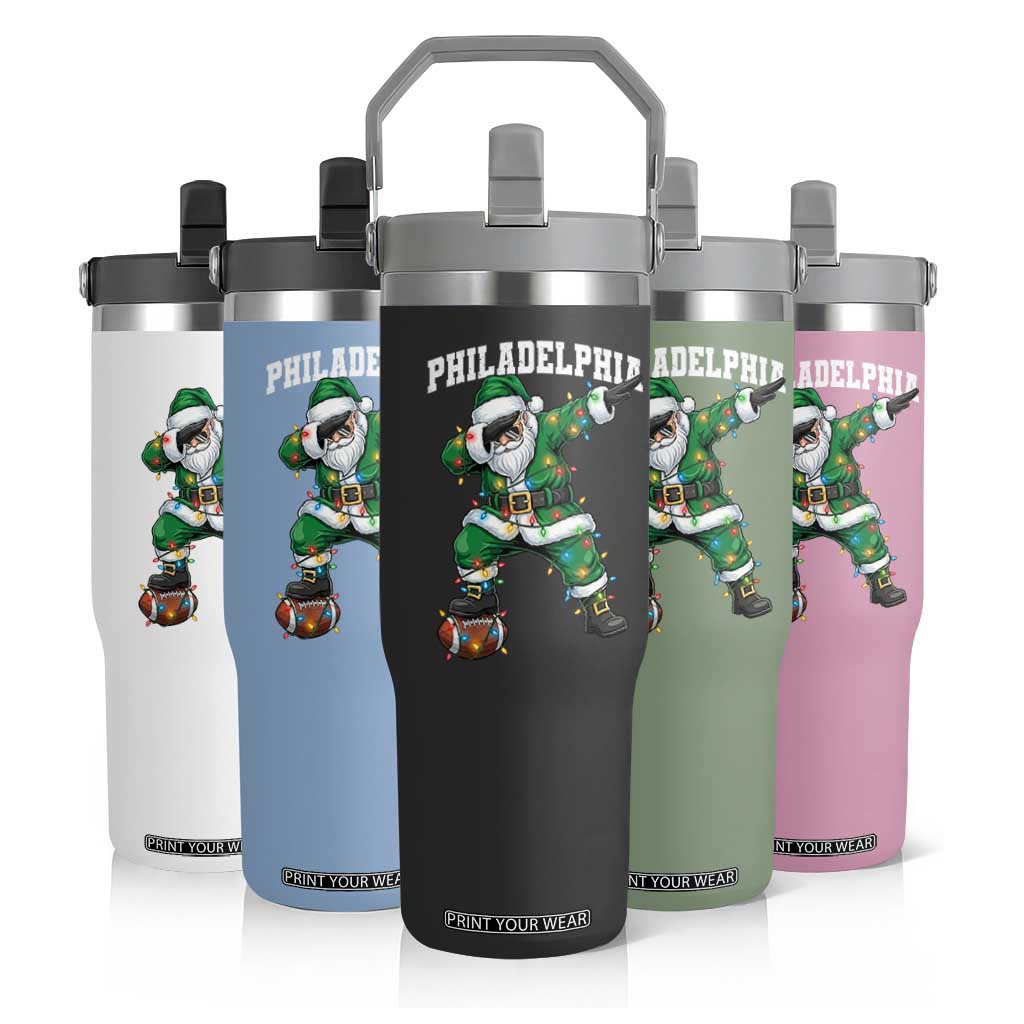 Christmas PFE Flip Straw Tumbler Funny Dabbing Santa Football Lovers Game Day TS10 Print Your Wear
