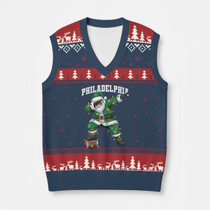 Christmas PFE V-Neck Knit Sweater Vest Funny Dabbing Santa Football Lovers Game Day TS10 Navy Red Print Your Wear
