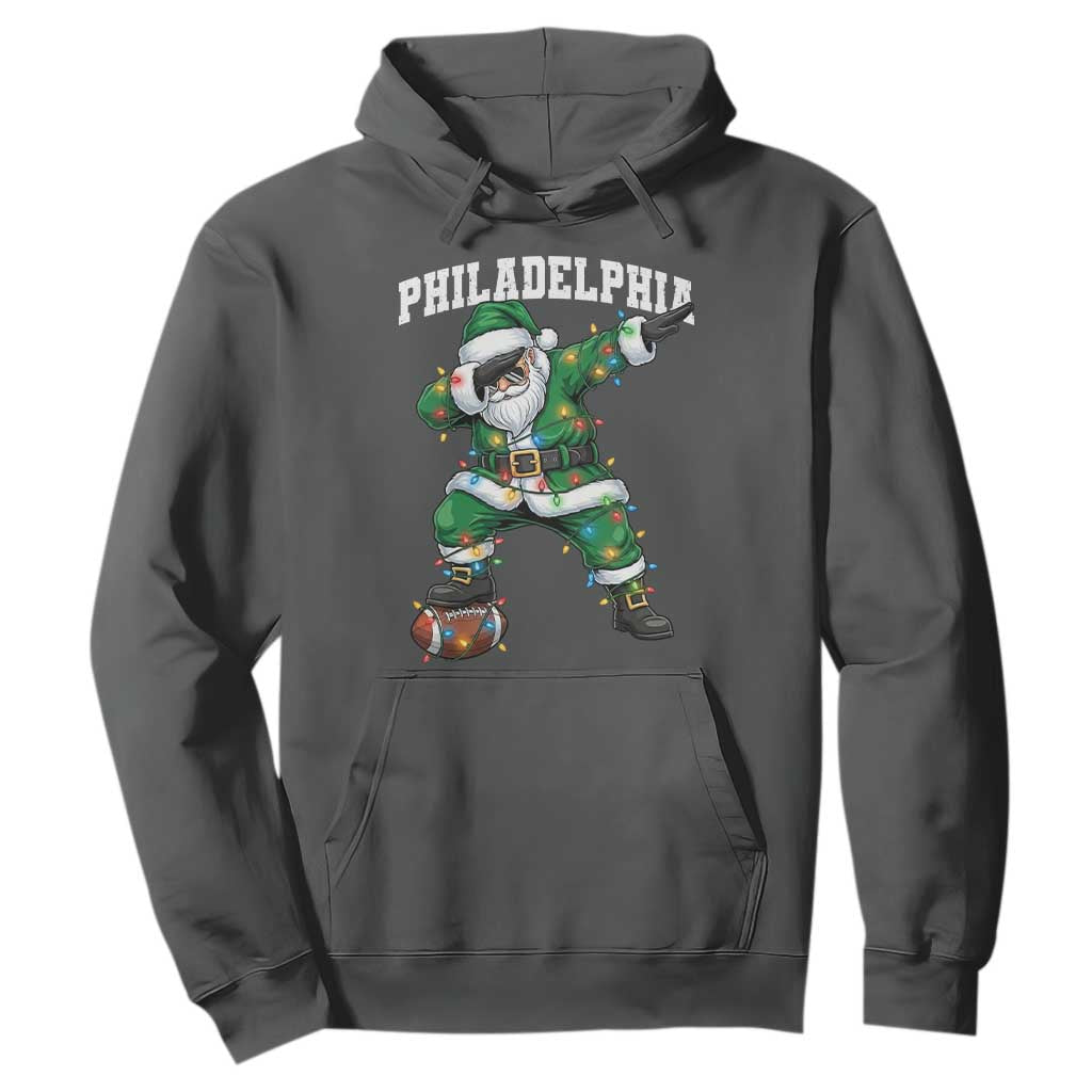 Christmas PFE Hoodie Funny Dabbing Santa Football Lovers Game Day TS10 Dark Heather Print Your Wear