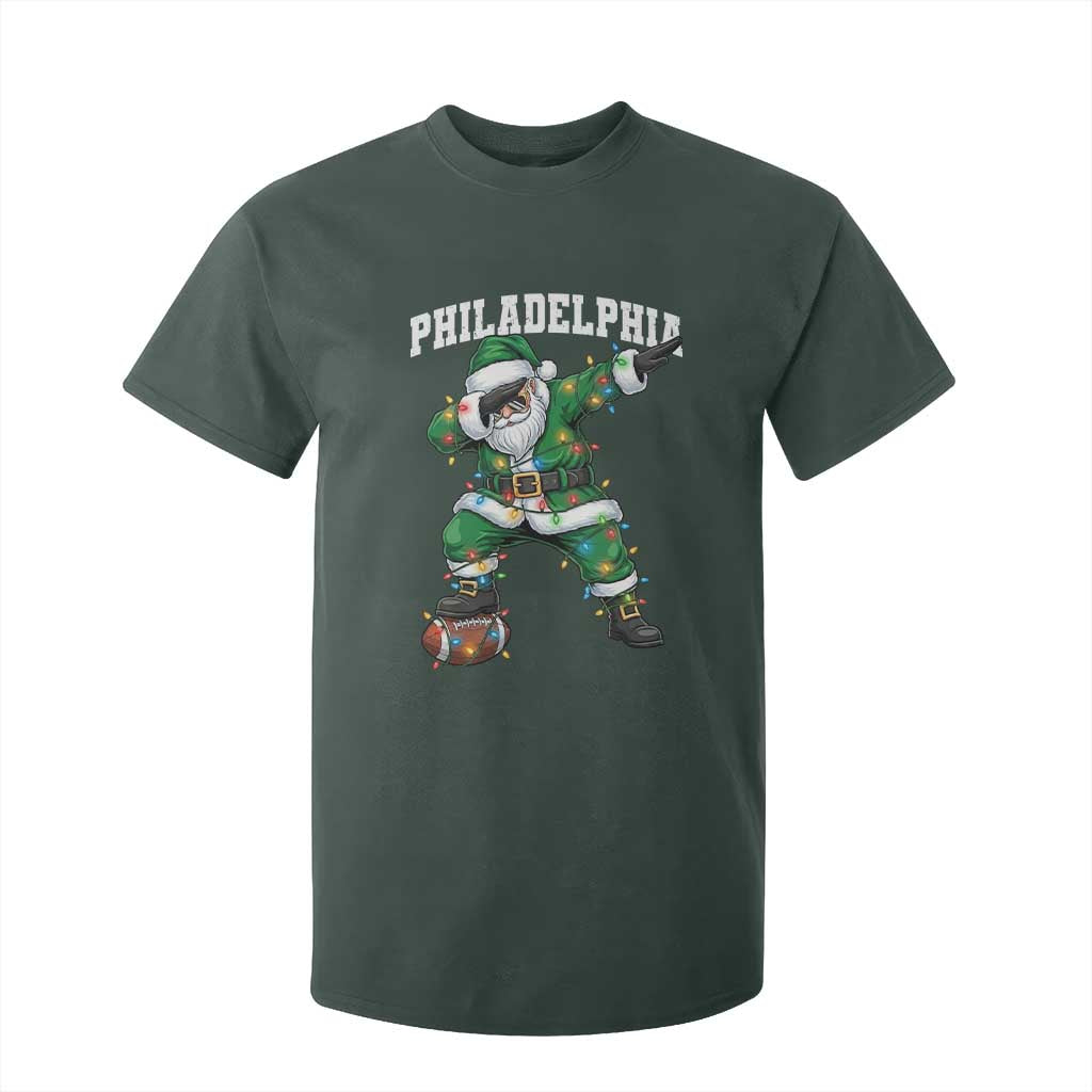 Christmas PFE T Shirt For Kid Funny Dabbing Santa Football Lovers Game Day TS10 Dark Forest Green Print Your Wear