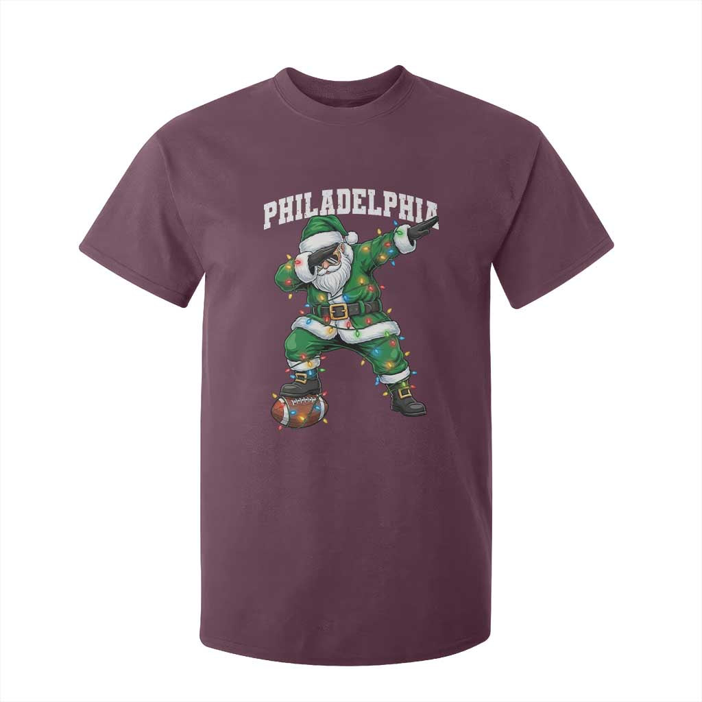 Christmas PFE T Shirt For Kid Funny Dabbing Santa Football Lovers Game Day TS10 Maroon Print Your Wear