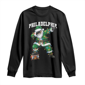 Christmas PFE Long Sleeve Shirt Funny Dabbing Santa Football Lovers Game Day TS10 Black Print Your Wear