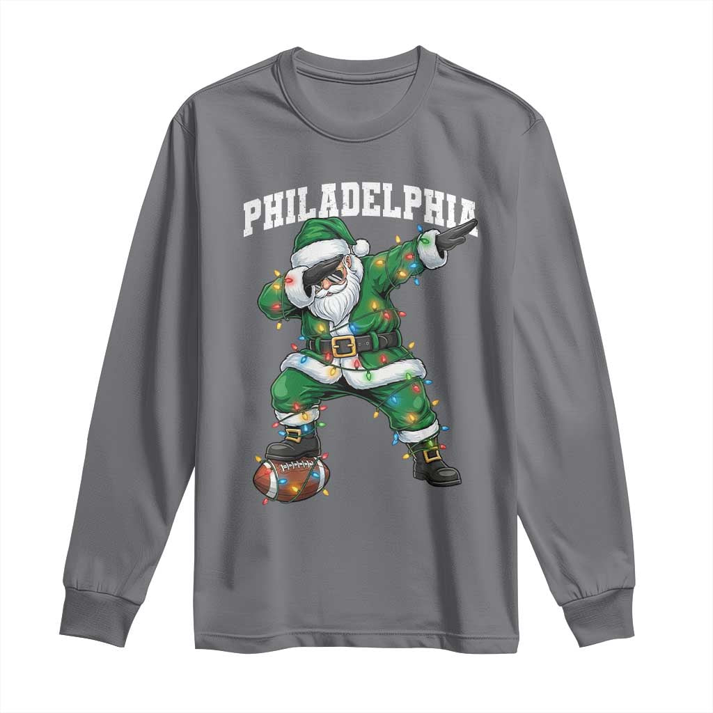 Christmas PFE Long Sleeve Shirt Funny Dabbing Santa Football Lovers Game Day TS10 Charcoal Print Your Wear