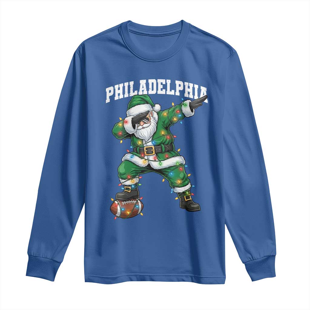 Christmas PFE Long Sleeve Shirt Funny Dabbing Santa Football Lovers Game Day TS10 Royal Blue Print Your Wear