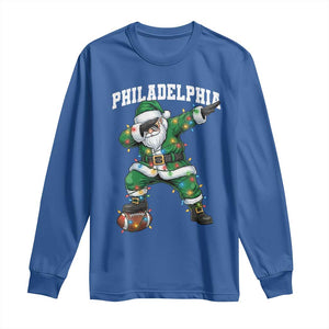 Christmas PFE Long Sleeve Shirt Funny Dabbing Santa Football Lovers Game Day TS10 Royal Blue Print Your Wear