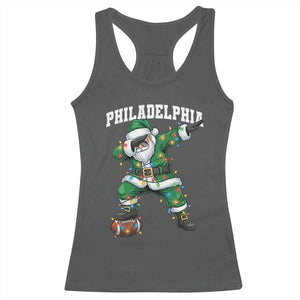 Christmas PFE Racerback Tank Top Funny Dabbing Santa Football Lovers Game Day TS10 Dark Heather Print Your Wear