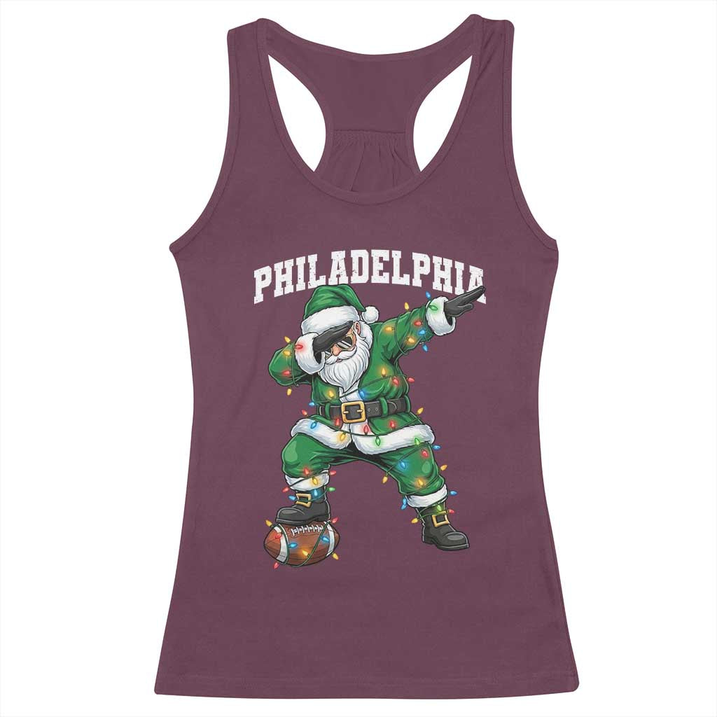 Christmas PFE Racerback Tank Top Funny Dabbing Santa Football Lovers Game Day TS10 Maroon Print Your Wear