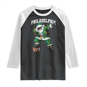 Christmas PFE Raglan Shirt Funny Dabbing Santa Football Lovers Game Day TS10 Black White Print Your Wear
