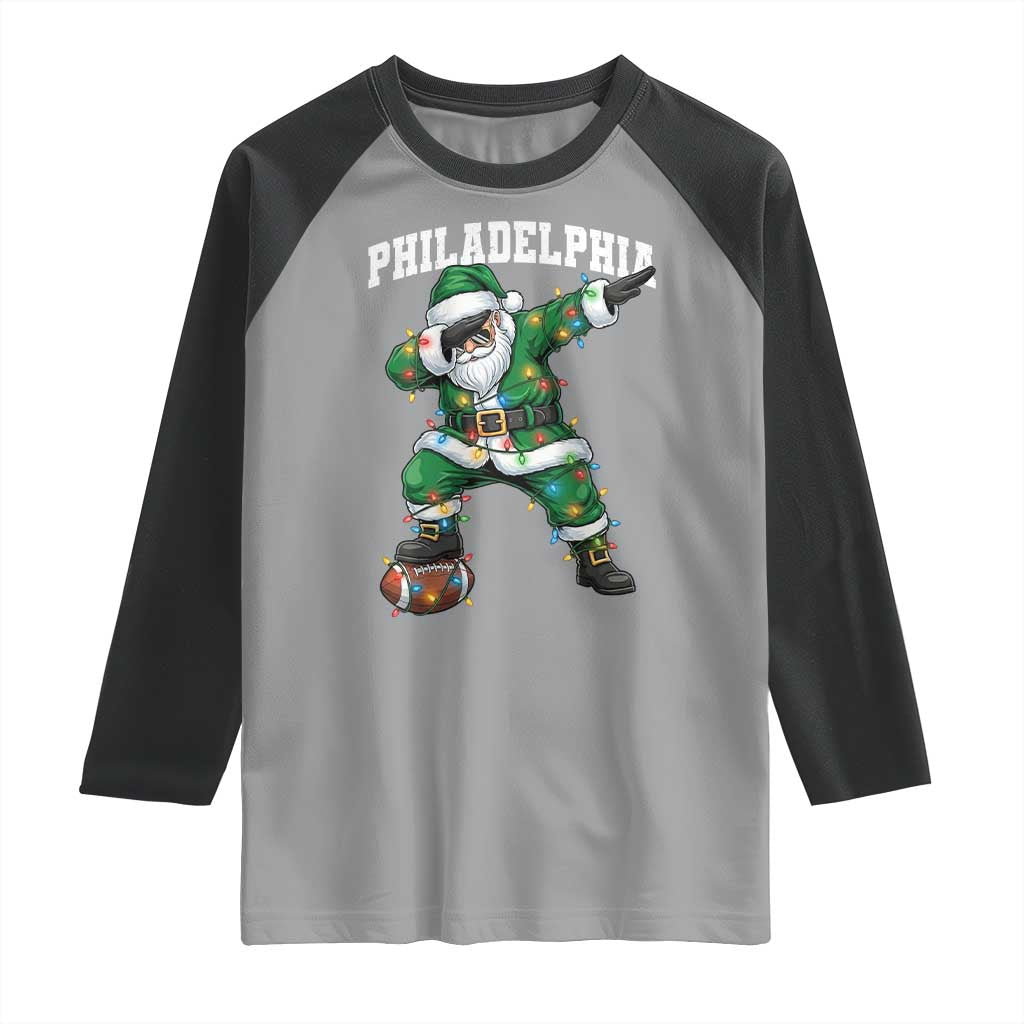 Christmas PFE Raglan Shirt Funny Dabbing Santa Football Lovers Game Day TS10 Sport Gray Black Print Your Wear