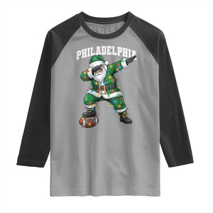 Christmas PFE Raglan Shirt Funny Dabbing Santa Football Lovers Game Day TS10 Sport Gray Black Print Your Wear