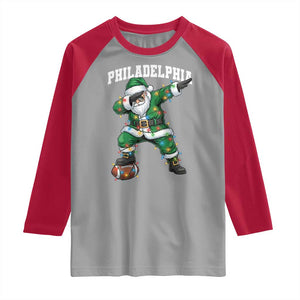 Christmas PFE Raglan Shirt Funny Dabbing Santa Football Lovers Game Day TS10 Sport Gray Red Print Your Wear